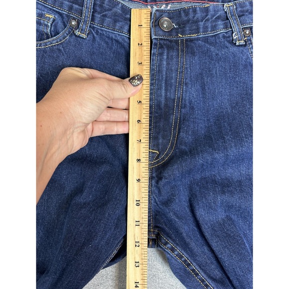 Tommy Hilfiger Jeans Mens 38x32 Dark Wash Blue Custom Straight Premium Denim - Picture 9 of 12